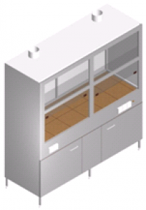 Вытяжной шкаф лабораторный широкий с тумбой, двумя окнами и вентиляторами ШВ-2М-1.9