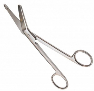 Ножницы для разрезания повязок с пуговкой горизонтально изогнутые по Lister. Длина 18,5 см