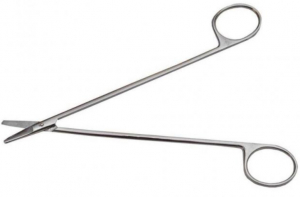 Ножницы для разрезания повязок с пуговкой горизонтально изогнутые по Lister. Длина 18,5 см [CLONE] [CLONE] [CLONE] [CLONE] [CLONE]