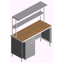 Лабораторний стіл пристінний СП-1П-КТ-1.5 з полицями і тумбою